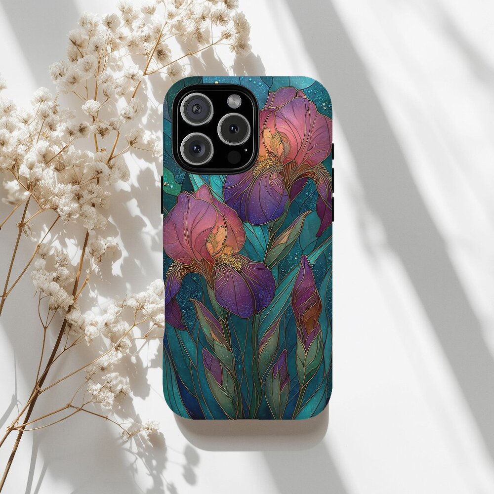 Floral Stained Glass Luxe IPhone 16,15,14,13 (Pro Max,Pro,Plus) Phone Case
